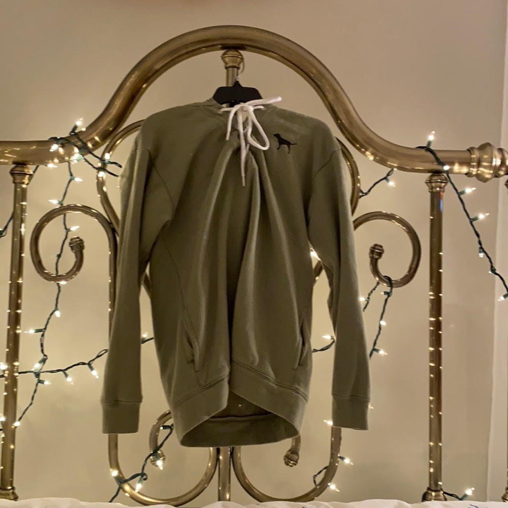PINK Olive Green Cross String Hoodie